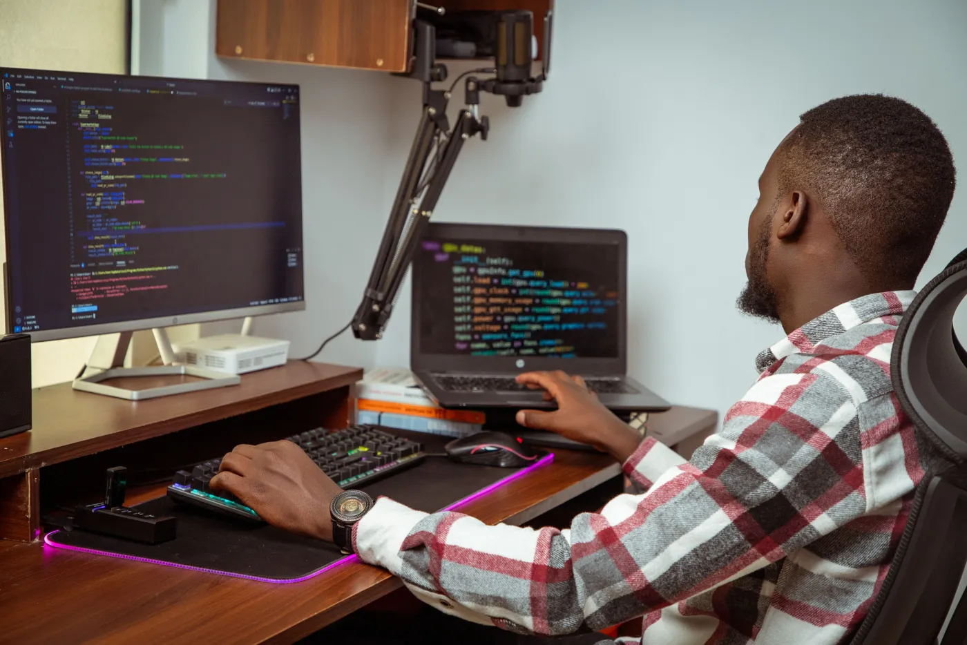 An African software developer at work