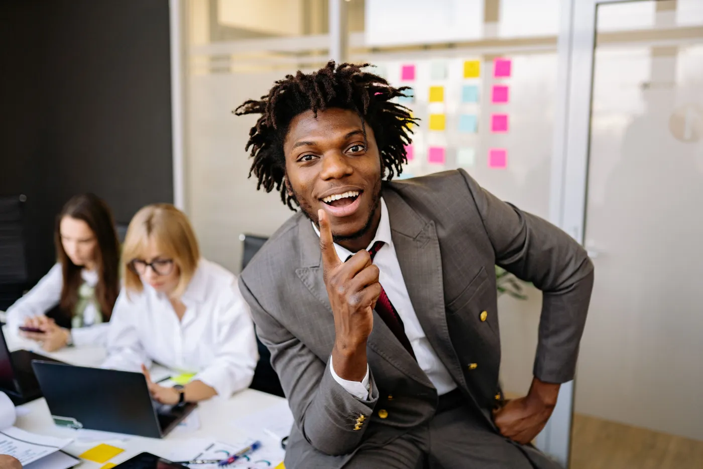 An African business team in a modern office