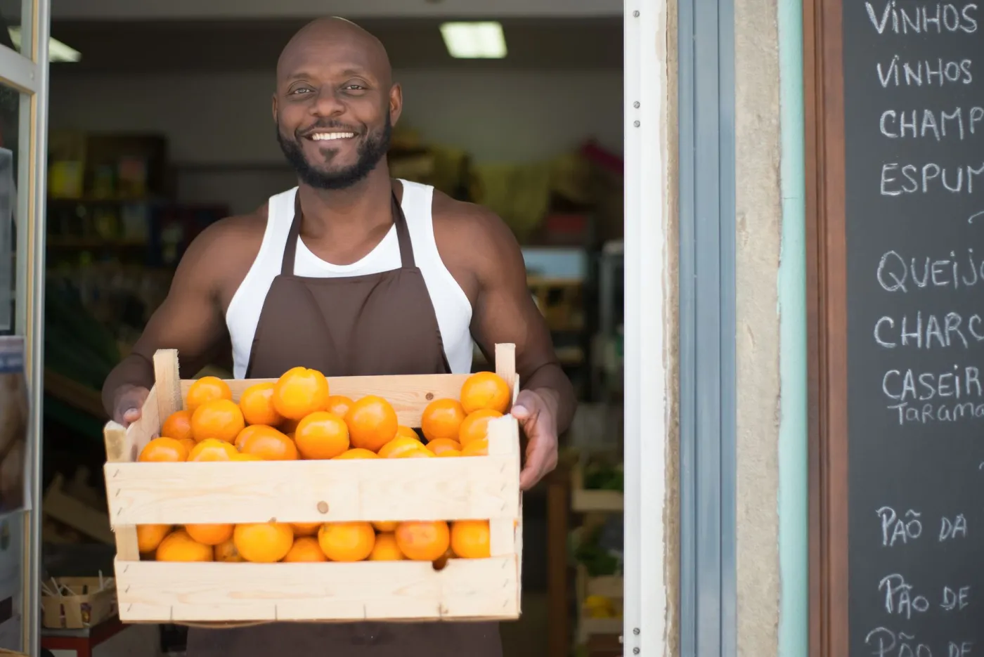 A Harare retailer at the counter of her shop